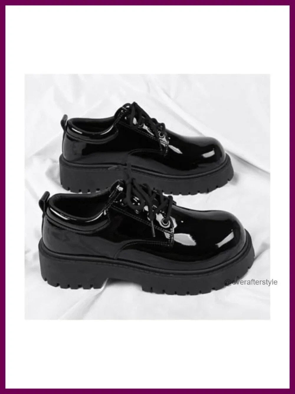 Men's Patent Leather Platform Oxfords Chunky Heel Lace Up Dress Shoes
